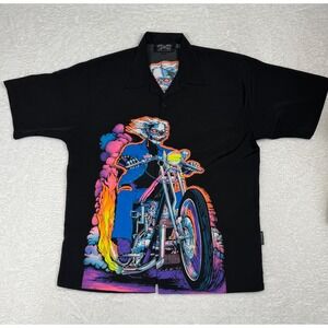 Vintage Grateful Dead Men's Shirt‎ Biker Ghost Rider Dragonfly Button Up Large